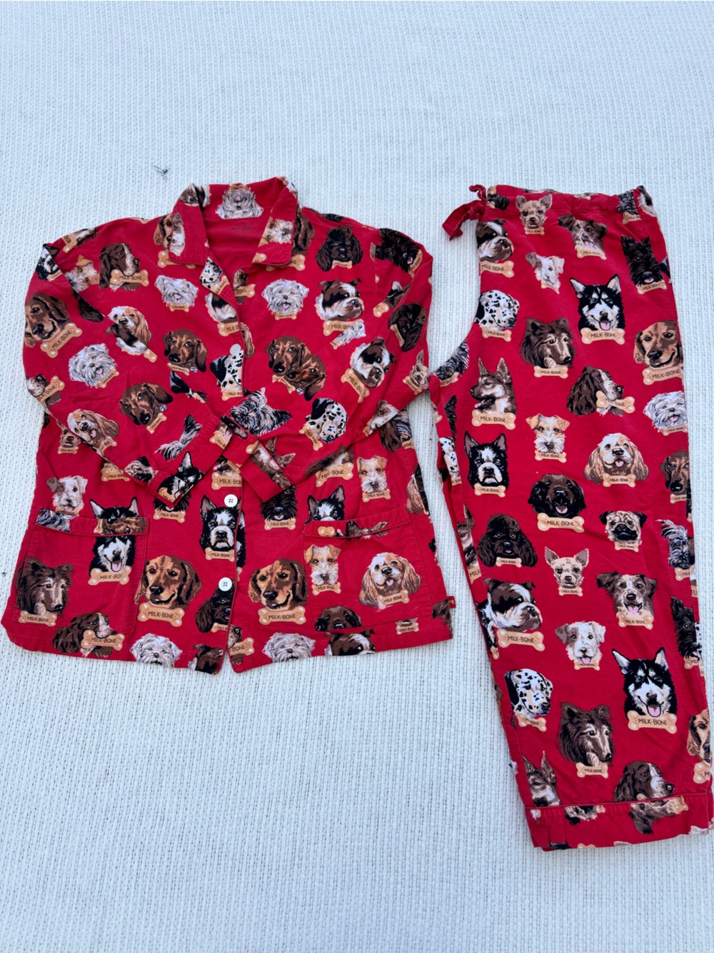 Nick & Nora Flannel Men’s Pajama Set – XXL – Red Milk‑Bone Dog Print